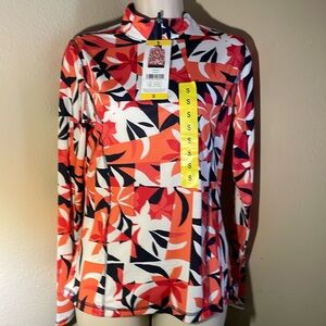 Callaway women’s 1/4 zip golf shirt NWT size small red, blue, white geometric